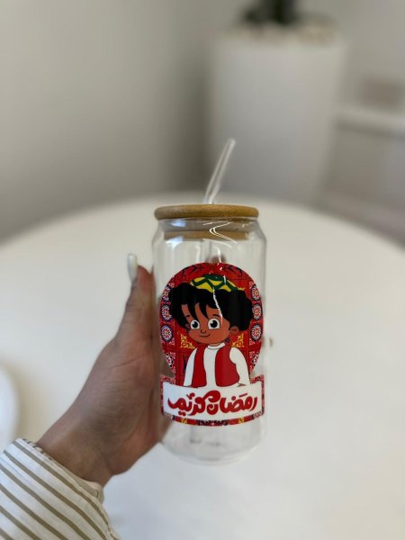 كاسه شفاف "رمضان كريم " أحمر